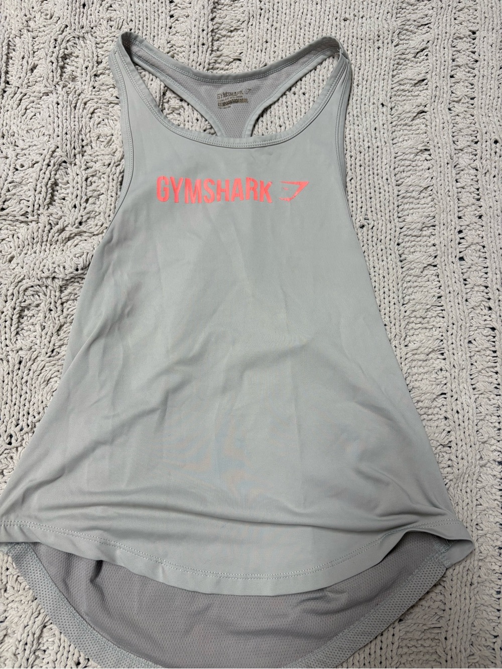 Gymshark Light Gray Racerback Tank with Coral Pink Logo